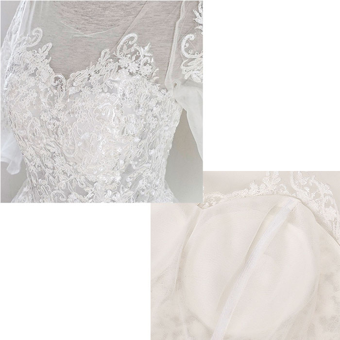 ウェディングドレス 袖あり Aライン 通販 ウエディングドレス ブライダルドレス トレーン ドレス レディース パーティドレス 白 ホワイト  ウェディングドレス | BACKYARD FAMILY | 10