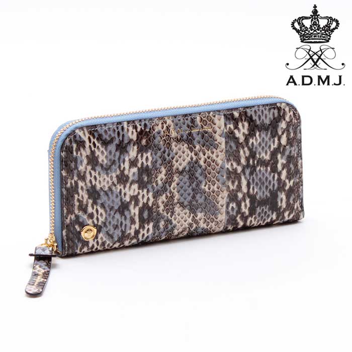 admj 財布 長財布 ラウンドファスナー エーディーエムジェイ ラウンドウォレット SNAKE LEATHER ROUND WALLET 本革 パイソンレザー へび革 23WS06010 ● :01823ws06010:バッグのセレクトショップDANJO