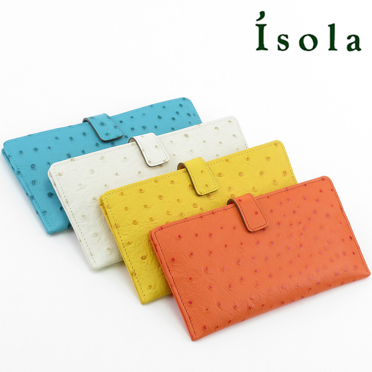 アイソラ 財布 isola 長財布 薄い 薄型 スリムウォレット 本革 オーストリッチ型押し レディース メンズ 薄束入れ財布 極薄財布 1228