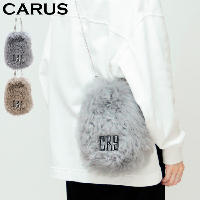 予約 / 正規品 / CARUS バッグ カルス ショルダーバッグ ファー 巾着ショルダー チェーンストラップ 2way 斜めがけ 本革 グレー トープ レディース raggio