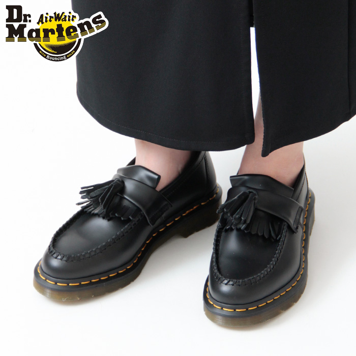 正規品 / ドクターマーチン ローファー dr.martens タッセルローファー イエローステッチ ADRIAN YS エイドリアン 22209001 本革 ブラック 黒 レディース