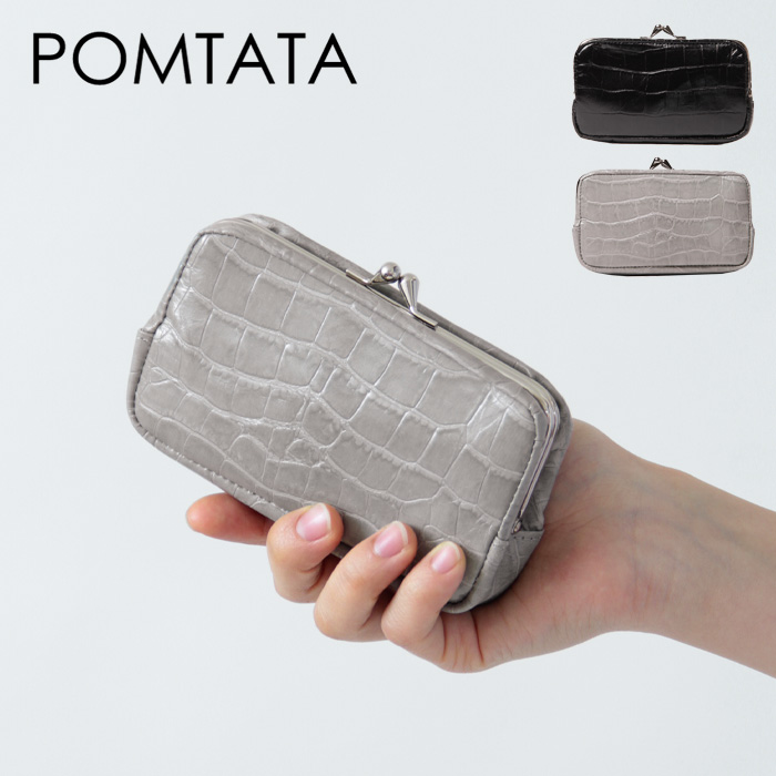 ポンタタ 財布 pomtata ミニ財布 二つ折り財布 がま口 ガマグチ 小銭入れ 本革 レザー クロコ型押し IDD multi case レディース p2733 :236p2733:バッグのセレクトショップDANJO