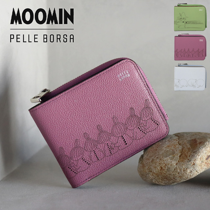 ペレボルサ 財布 PELLE BORSA 二つ折り財布 ミニ財布 ムーミン ドット MOOMIN DOT グッズ リトルミィ スナフキン 大人 本革  レディース PELLEBORSA 2007