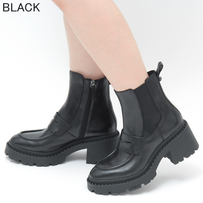正規品 / ASH ブーツ ショート サイドゴア サイドジップ 厚底 本革 