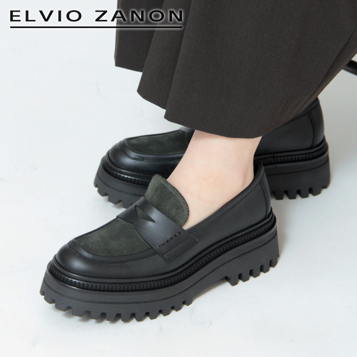 40％OFFセール / ELVIO ZANON エルビオザノン ローファー 厚底 本革 レディース 秋冬 0101X 【返品不可】