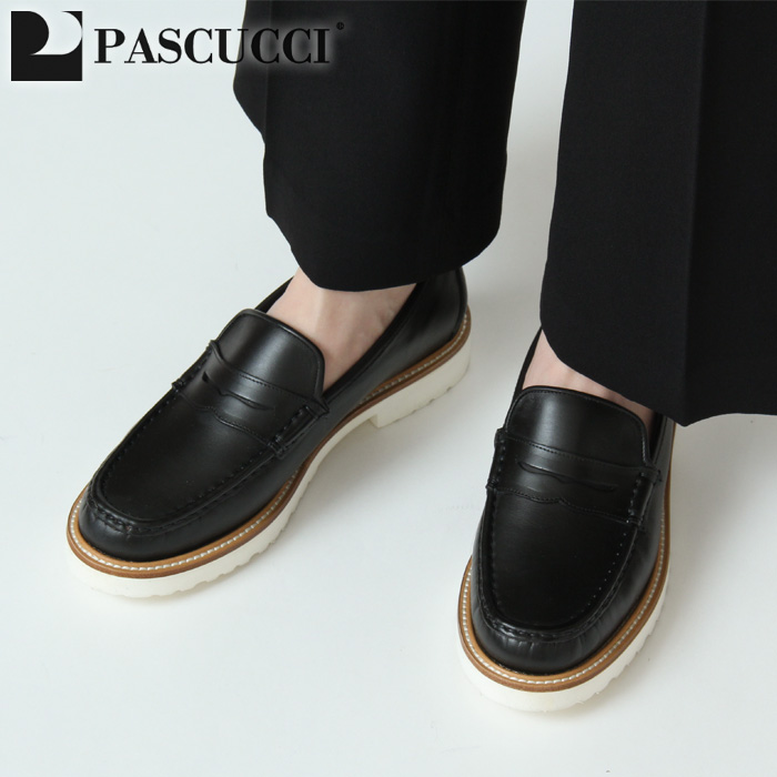 パスクッチ PASCUCCI コインローファー 7403 ブラック 37size - ローファー