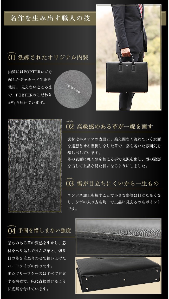 希少　ヴィンテージ　PORTER ブラック ショルダーバッグ　本革 ビジネス PORTER ポーター フラックス ブリーフケース 197-01503 ビジネスバッグ