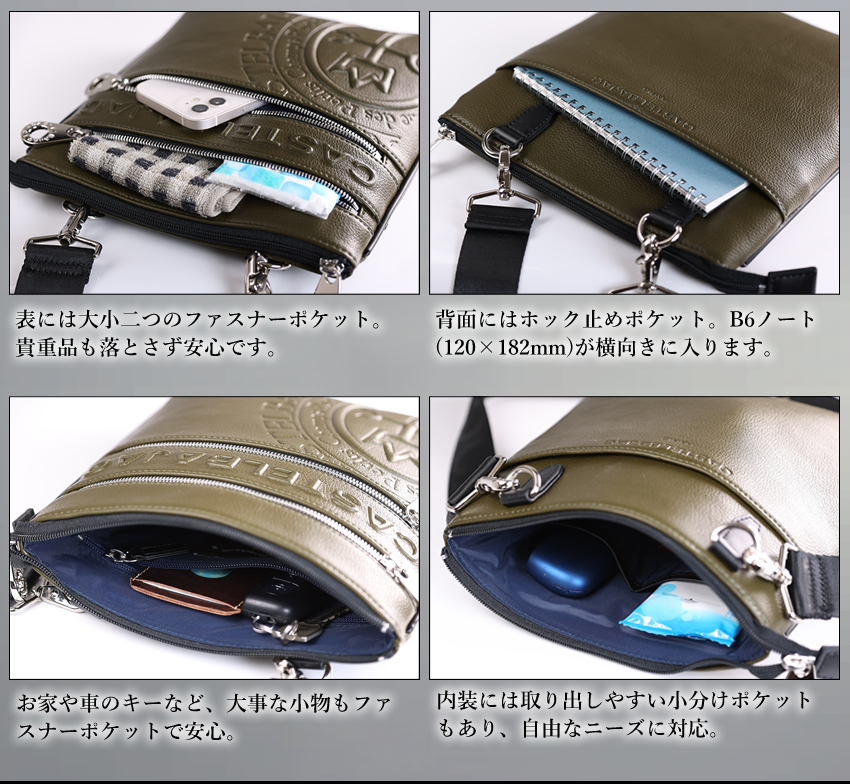 カステルバジャック バッグ ショルダーバッグ メンズ 縦型 薄マチ ショルダー カステル バジャック ダナン Danang CASTELBAJAC 045112