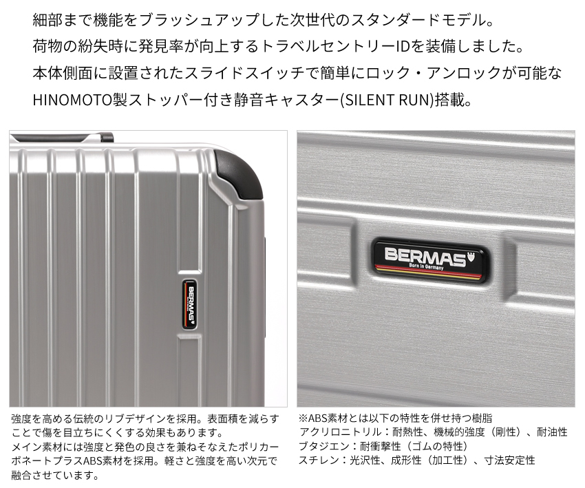 バーマス スーツケース キャリー ケース キャリーバッグ トロリー ヘリテージ2 BERMAS スーツケース 64L  軽量 フレームタイプ Lサイズ 旧60493 60533