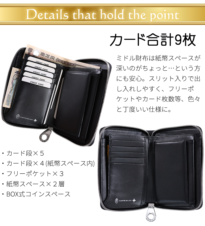 未使用　CASTELBAJAC カステルバジャック　二つ折り財布 ラウンドジップ CASTELBAJAC（カステルバジャック） 財布 二つ折り財布 メンズ セミ長