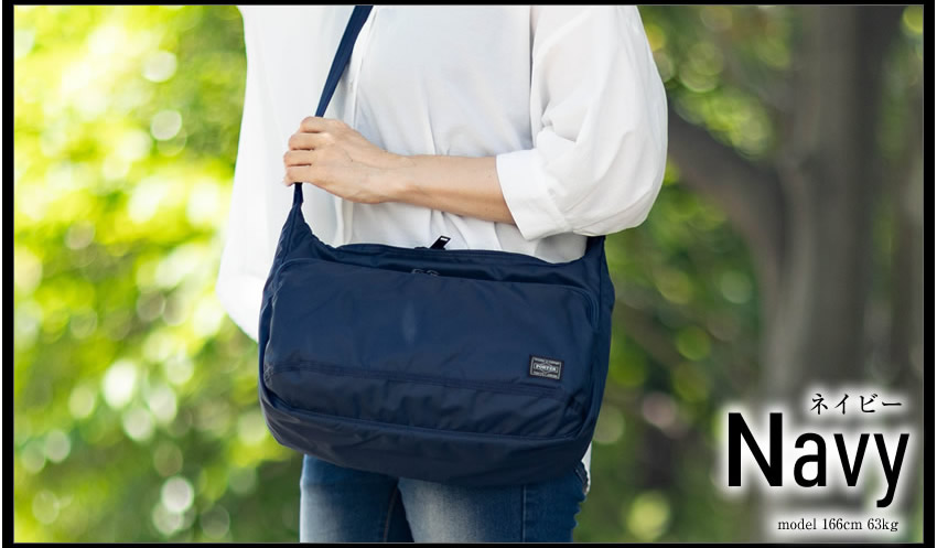 【美品】PORTER フラッシュ ボディバッグ ネイビー 二層タイプ FLASH（PORTER） ポーター フラッシュ ウエストバッグ(L) 689-05952