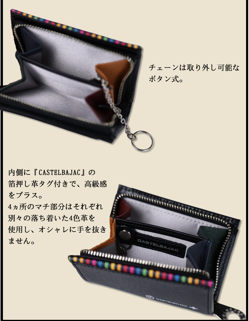 カステルバジャック 小銭入れ メンズ パスキー付き バジャック 小物 牛革 カステル バジャック CASTELBAJAC アーチ 074611