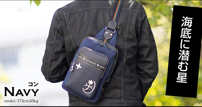 美品　カステルバジャック ショルダーバッグ 　ネイビー　 斜めがけ CASTELBAJAC（カステルバジャック） カヌレ ボディバッグ ワン