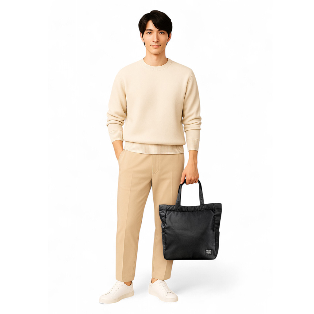 ポーター クリーム トートバッグ 男女兼用 大容量 多機能 ナイロン ネイビー PORTER ポーター クリーム トートバッグ 549-06548 10 ブラック