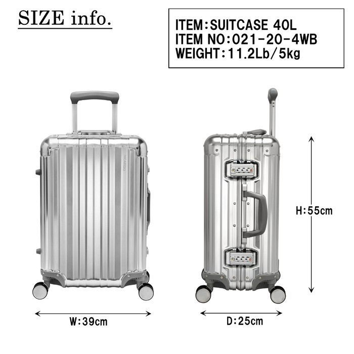 リカルド エルロン スーツケース 40L TSAロック アルミボディ 出張