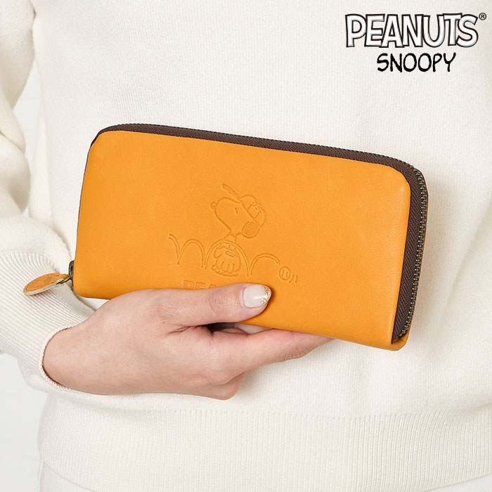 PEANUTS レディース 長財布 本革 グローブレザー GLOVE 野球 ラウンド