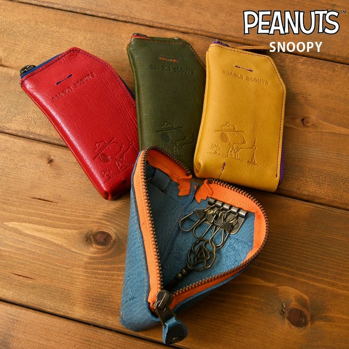 ぶるーぐれーCOACH‪PEANUTS スヌーピー キーケース 男女兼用 PEANUTS レディース キーケース 4連 丸型キーリング付き L字