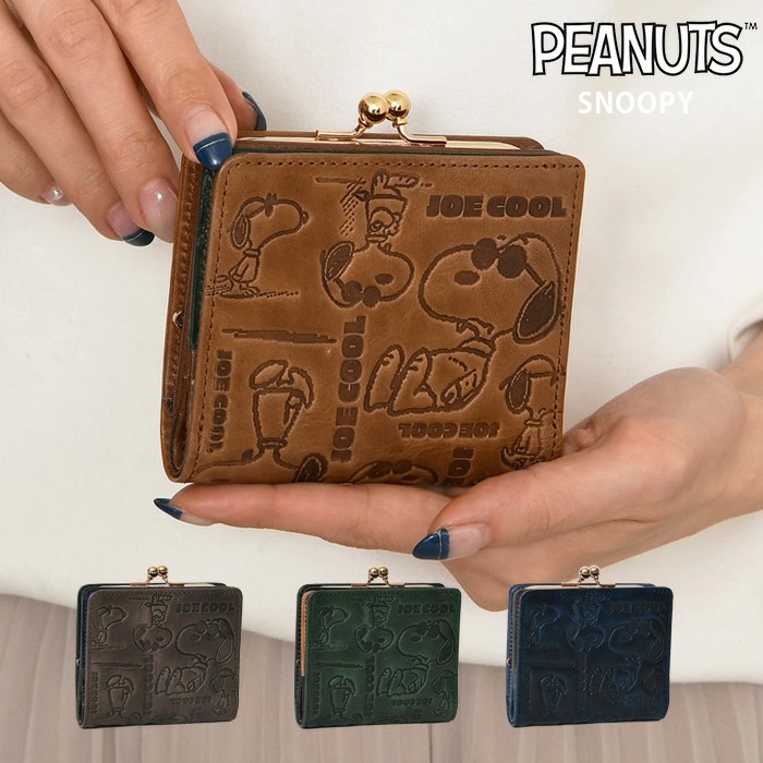 PEANUTS レディース 短財布 がま口 二つ折り スナップボタン開閉
