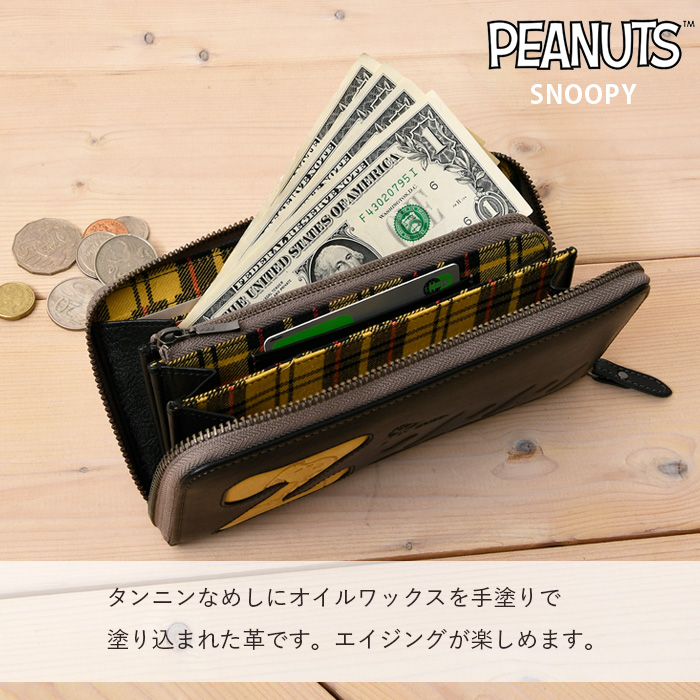 PEANUTS レディース 長財布 ラウンドファスナー開閉 ZZZ PEANUT SNOOPY
