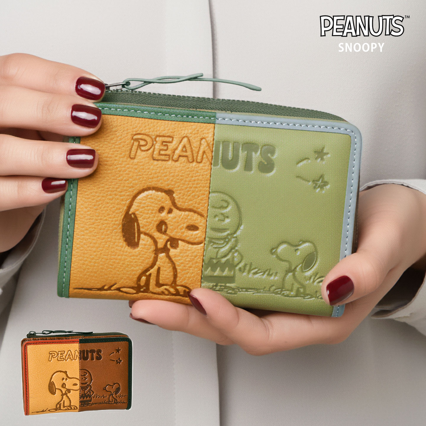 peanut_tspmqppページ　カスタムオーダー　財布 PEANUTS レディース 短財布 二つ折り スナップボタン開閉 キャラクター