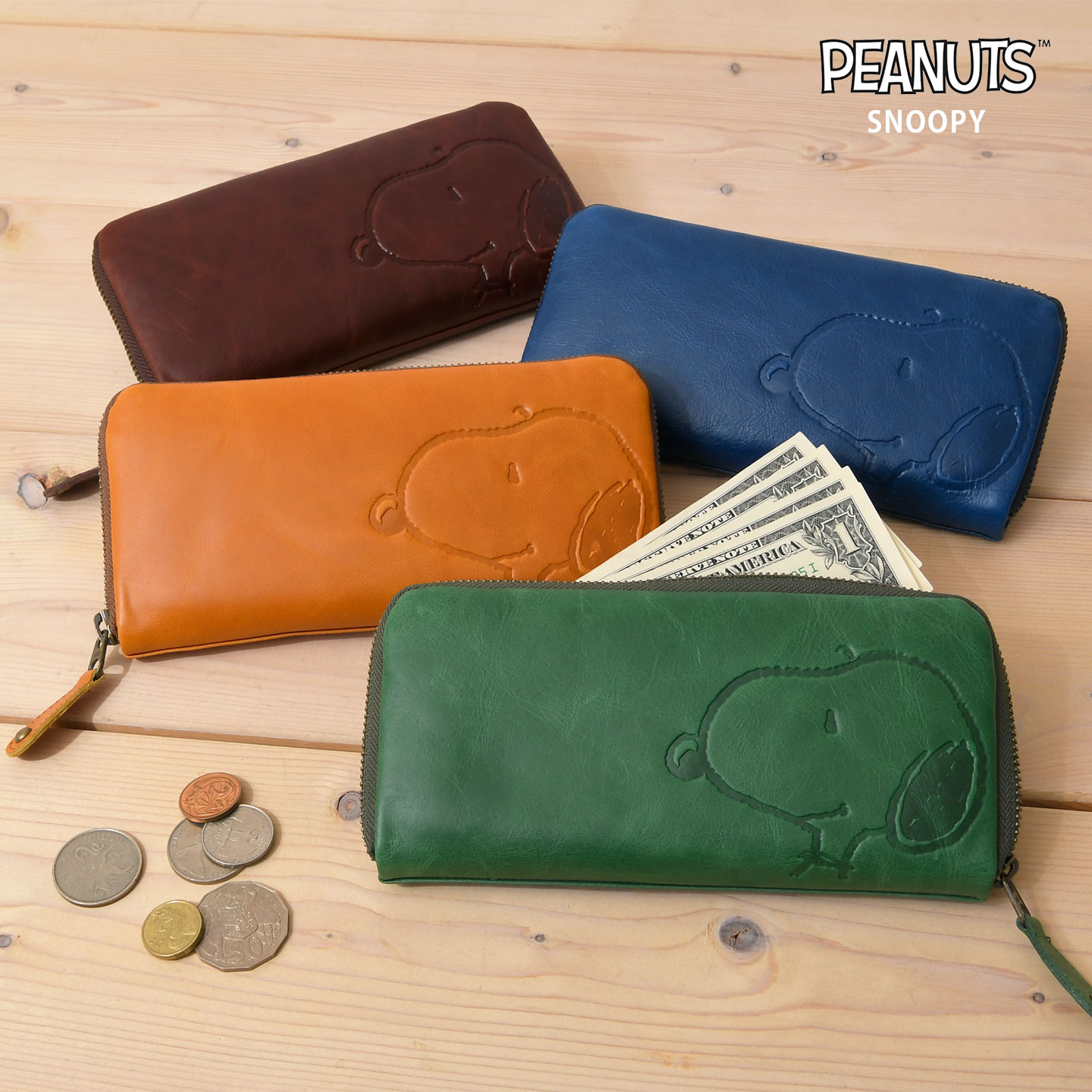 PEANUTS レディース 長財布 ラウンドファスナー開閉 MOTHERS