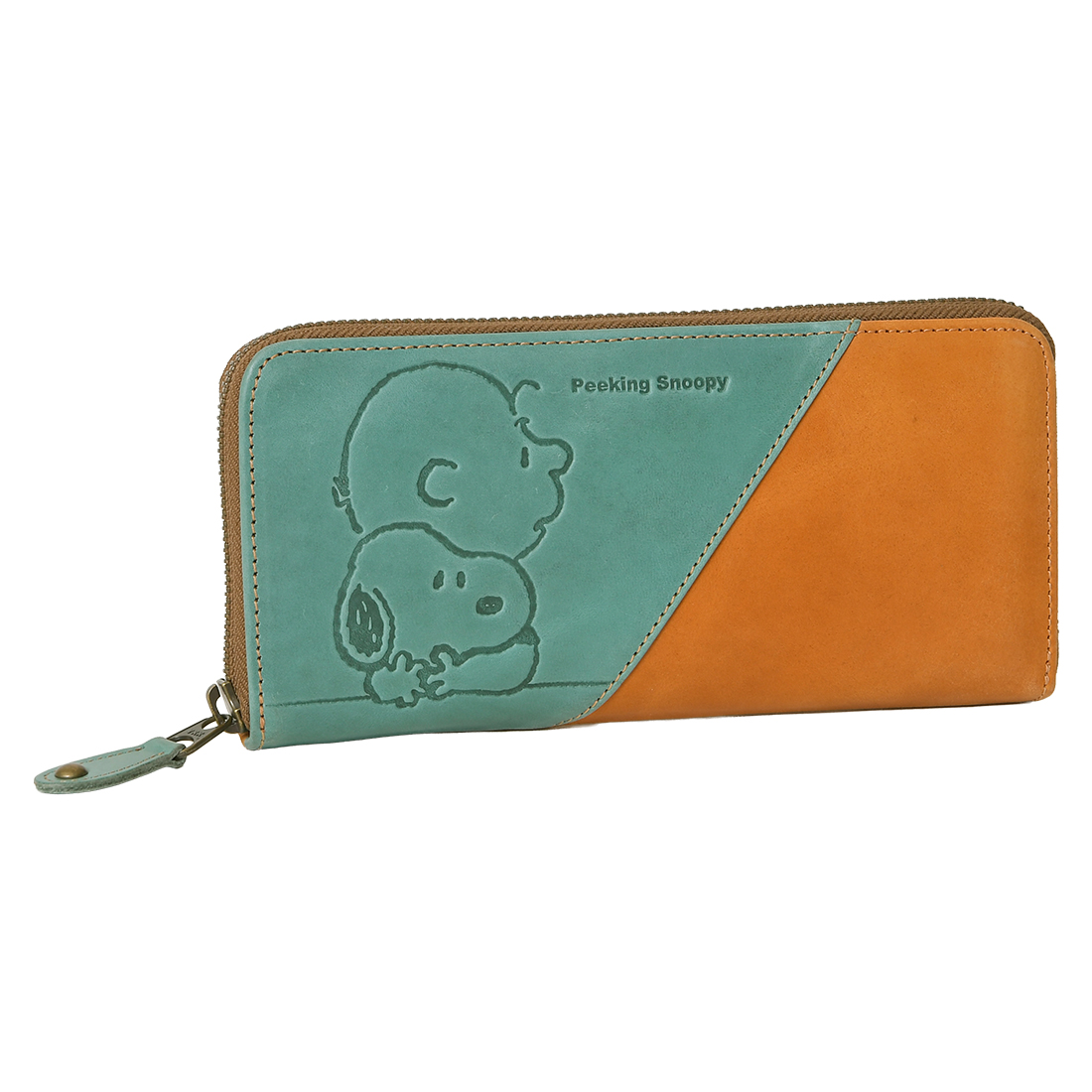 PEANUTS レディース 長財布 配色 ラウンドファスナー開閉 Peeking HUG