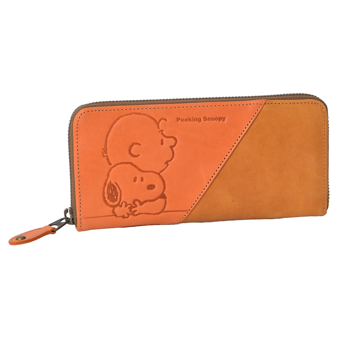 PEANUTS レディース 長財布 配色 ラウンドファスナー開閉 Peeking HUG