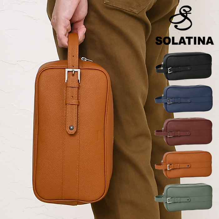 SOLATINA メンズ セカンドバッグ ハンドル付き ファスナー開閉