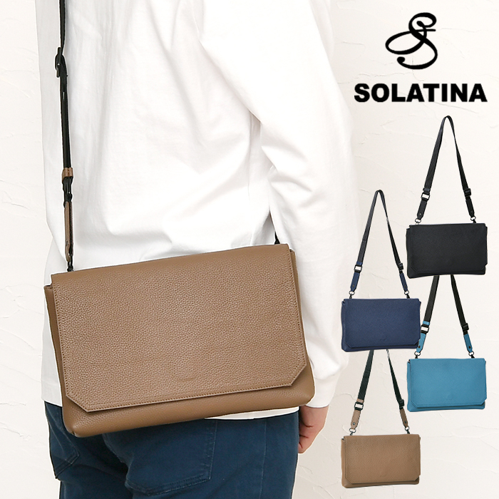SOLATINA メンズ ショルダーバッグ 2way クラッチ かぶせ