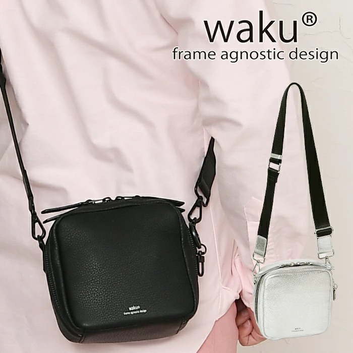 waku レディース メンズ ショルダーバッグ ダブルファスナー開閉