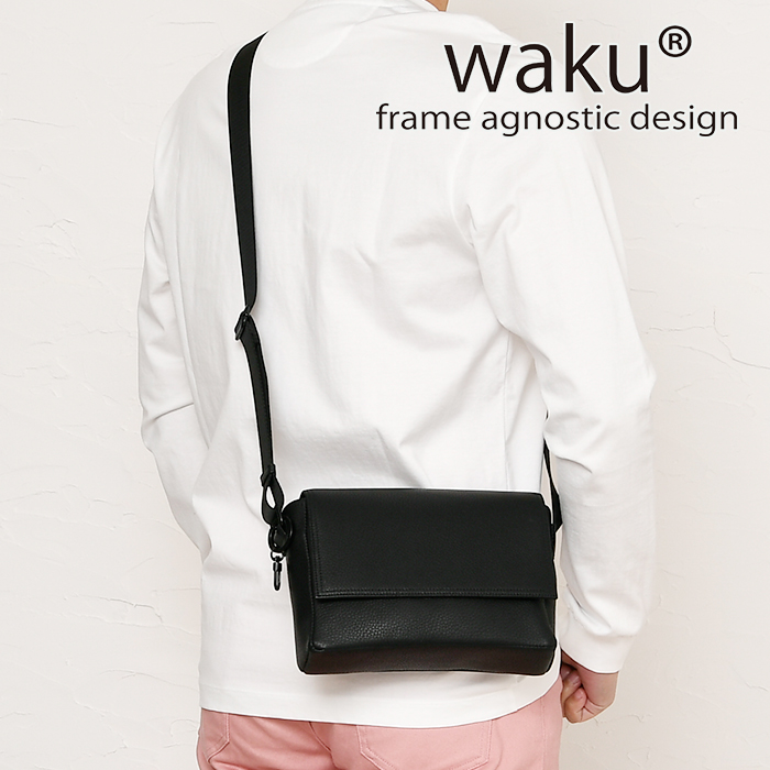 waku（ワク） レディース メンズ ショルダーバッグ かぶせ 蓋 フラップ