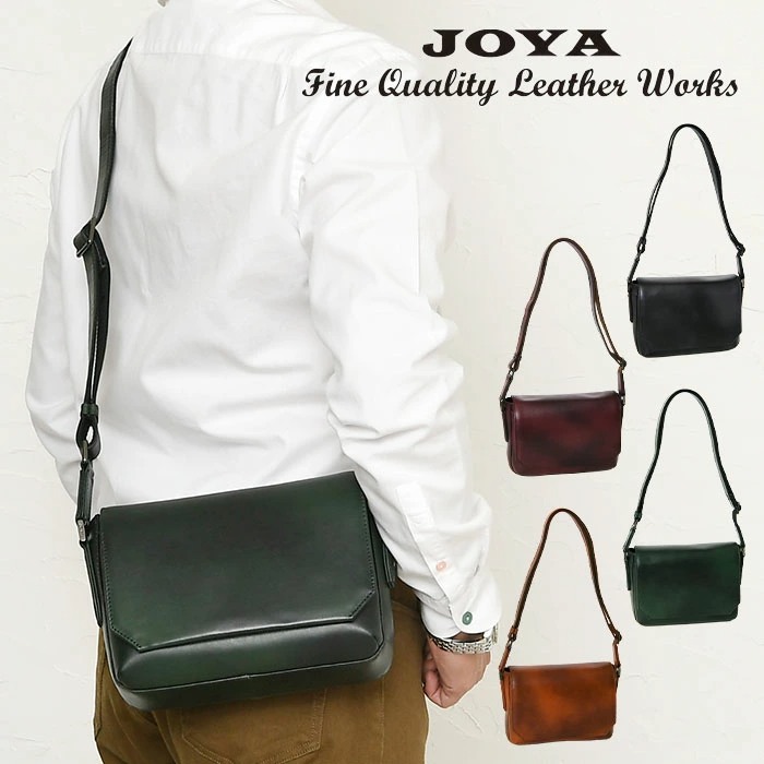 JOYA メンズ 本革 ショルダーバッグ 蓋 かぶせ フラップ