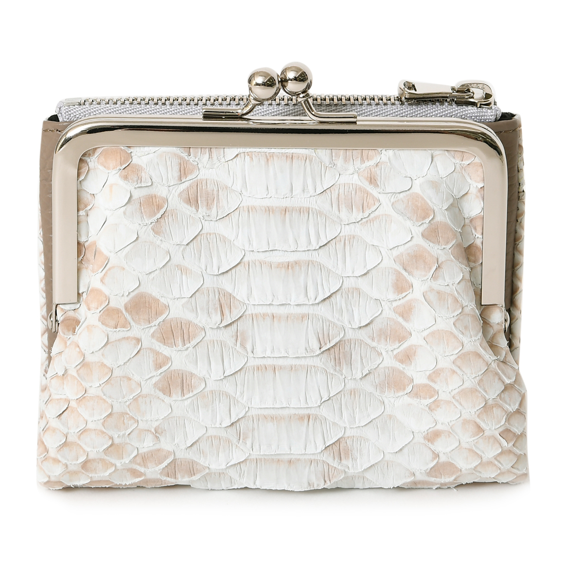 ZOO（ズー） メンズ 短財布 二つ折り がま口 スナップボタン開閉 蛇革