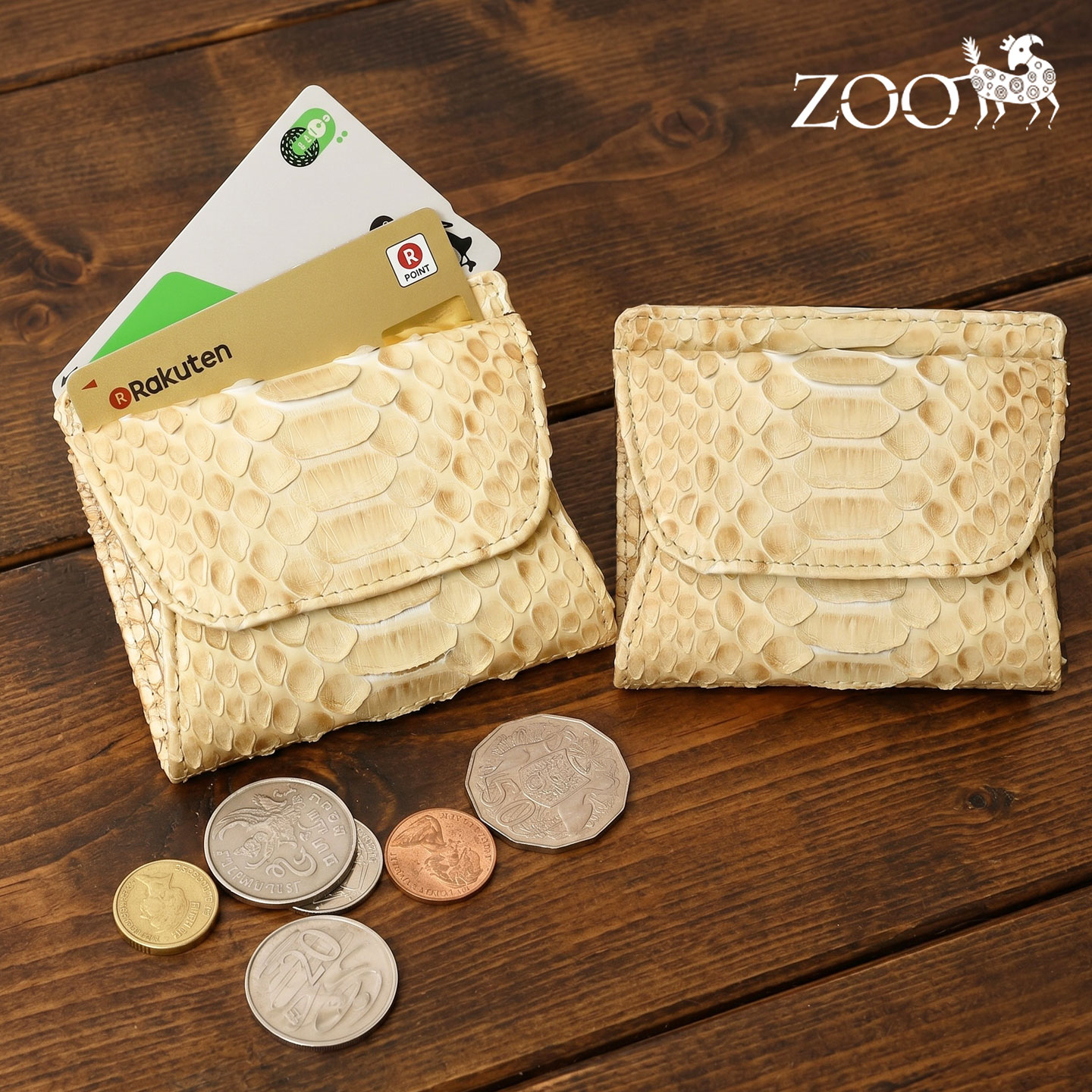 ZOO（ズー） メンズ レディース 蛇革 コインケース ボックス型 小銭