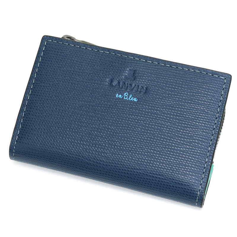 LANVIN en Bleu スタンパ コインケース 522602 L字ファスナー カード収納 キー...