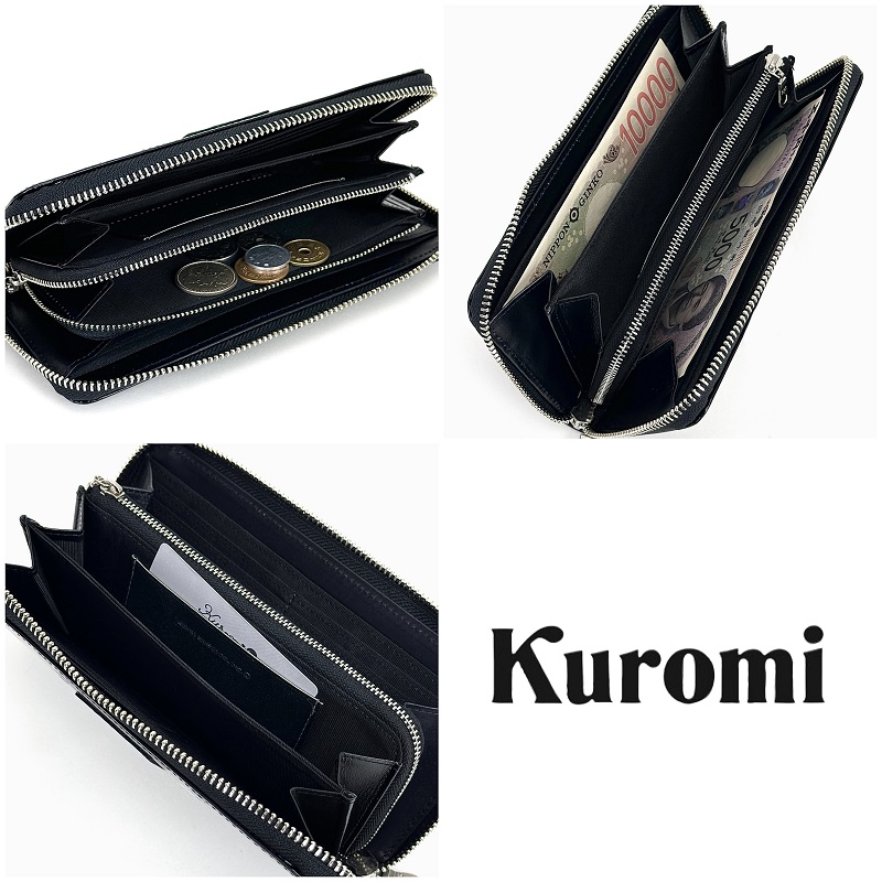 新品 財布 レディース 長財布 ラウンド クロミ サンリオ 公式品 本革 BK 財布 レディース 長財布 ラウンド Kuromi ブランド クロミ 本革