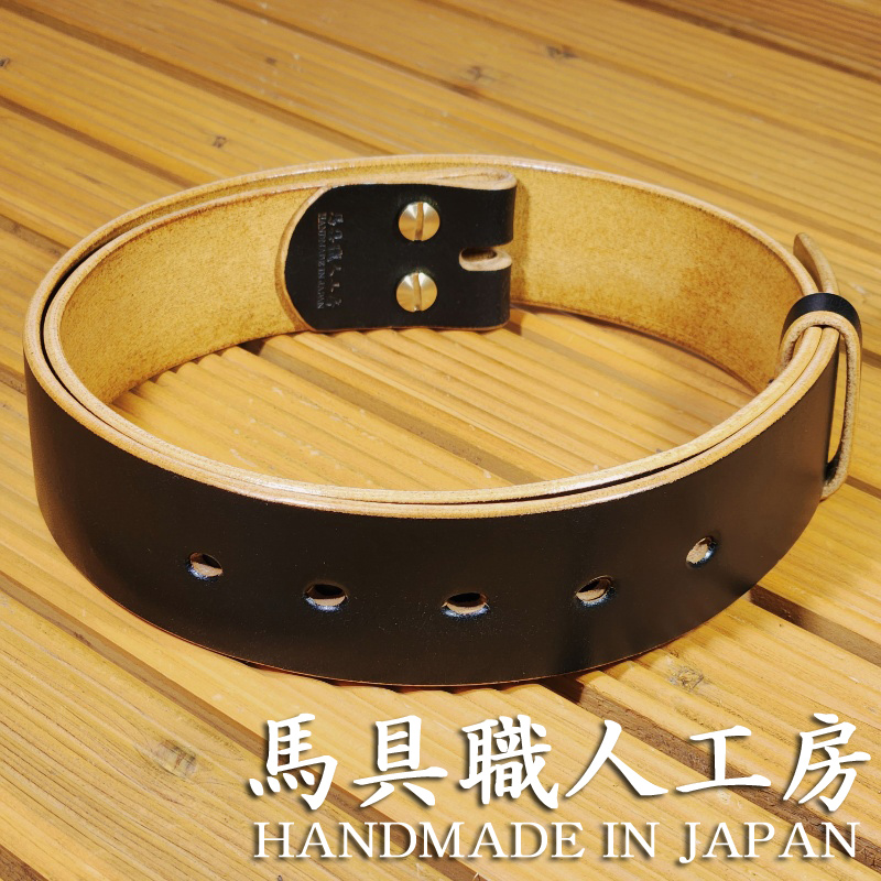 茶芯 ベルト ベンズレザー 4ミリ厚 幅35mm,40mm,45mm 黒革 ブラック