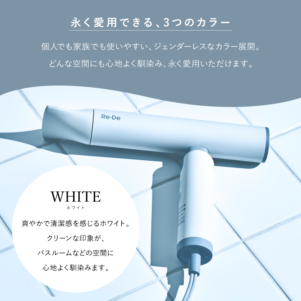 新品、未使用　リデ　ヘアドライヤー Re・De Hairdry リデ ヘアドライ ブラック ホワイト グレー 2673