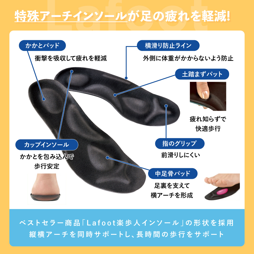 外反母趾 スニーカー シューズ スリッポン 靴 ウォーキング レディース シニア 敬老の日 通勤 通学 LaFoot 軽やかウォーカー ストレッチ  ジム 疲れない 歩きやすい 軽い 軽量 足裏アーチサポート 補整 疲れにくい 痛くない 衝撃吸収 インソール 4E 幅広 甲高 ワイド | 