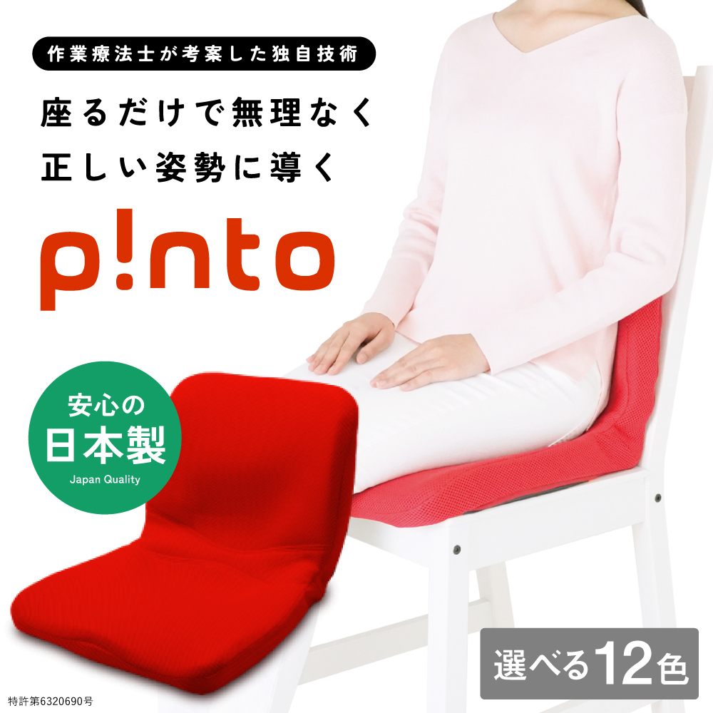 ピント pinto テレビで絶賛 日本製 骨盤矯正 腰痛対策 正しい 姿勢 習慣 クッション