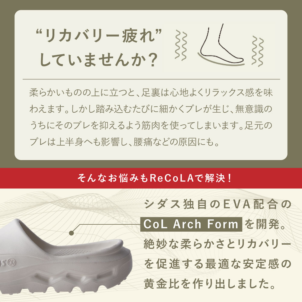 ReCoLA リコラ リカバリーサンダル 一般医療機器 シダス メンズ レディース 歩きやすい 疲れにくい 疲れない |  | 03