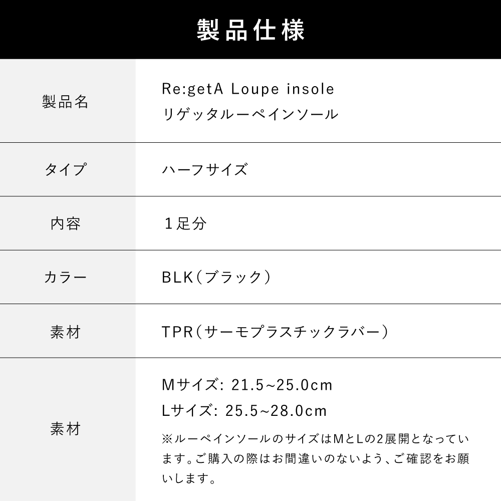 リゲッタ ハーフルーペインソール インソール MTR-1 中敷き 疲れない アーチサポート 土踏まず  偏平足 | Re:getA | 12
