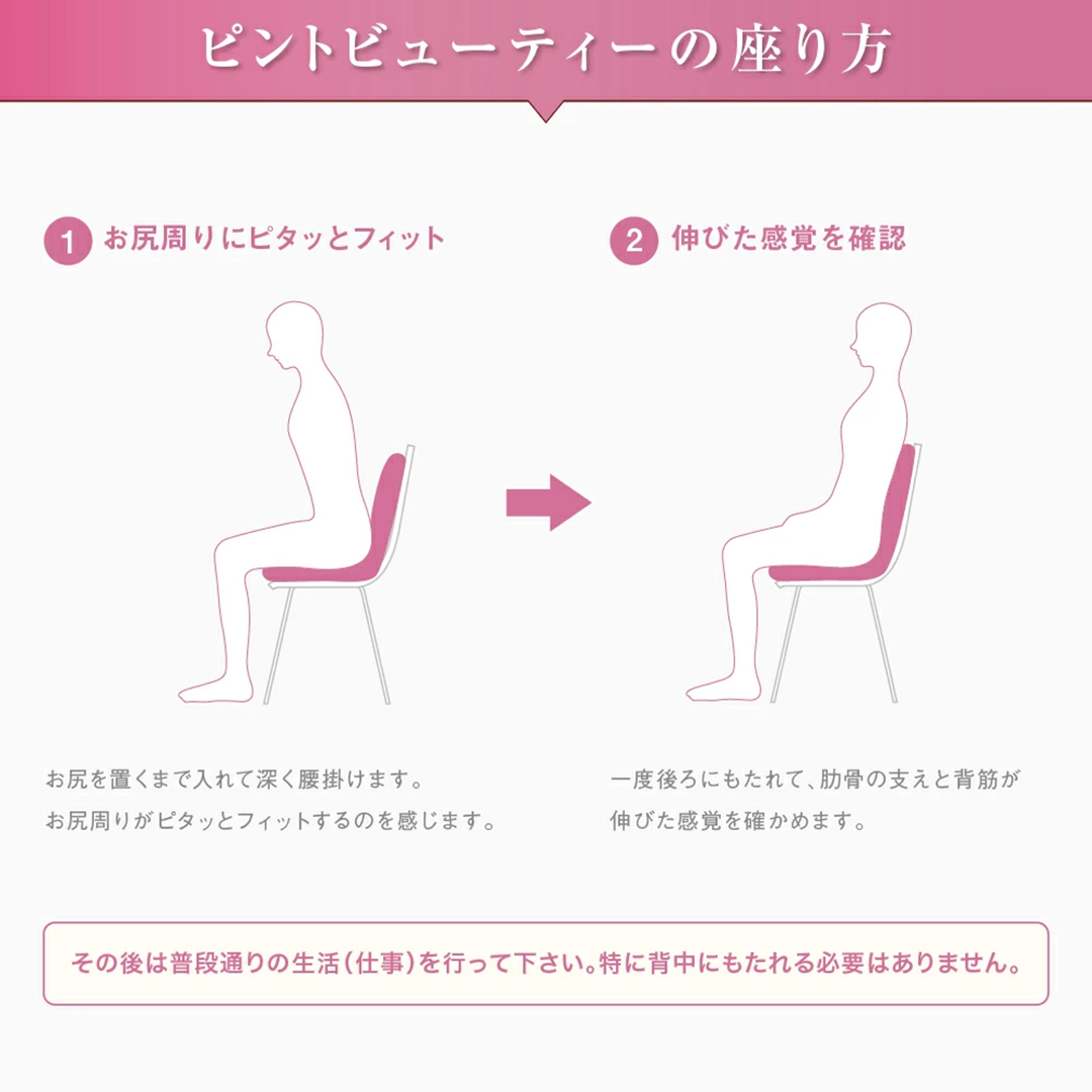 ピント ビューティー pinto beauty 姿勢矯正イス 姿勢 クッション座椅子 骨盤 骨盤矯正 矯正 椅子 デスクワーク 送料無料の画像