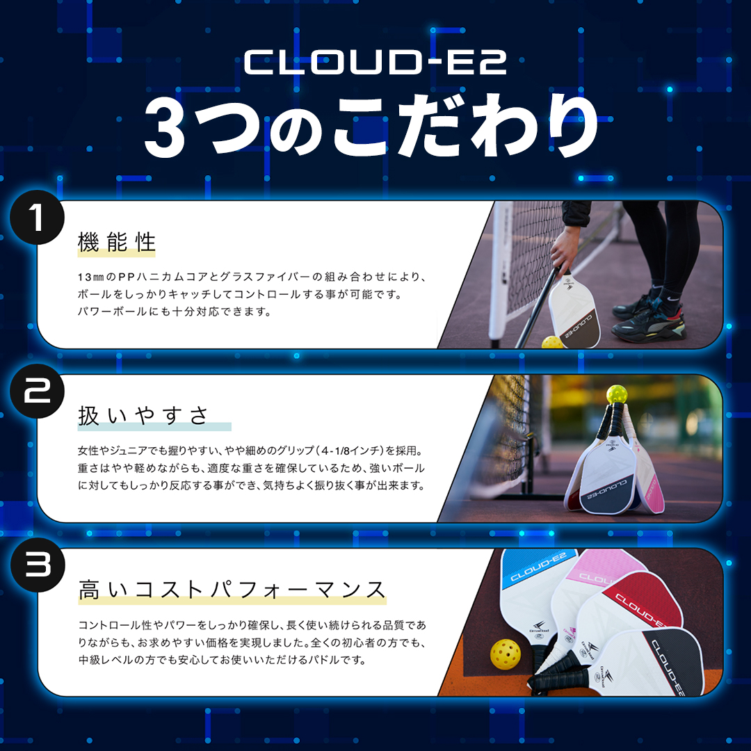 ピックルボール パドル 練習器具 ラケット 軽量 合同会社ピックルボールスクエア Cirrus Cloud CLOUD-E2 初心者 中級者 Pickleball 送料無料の画像