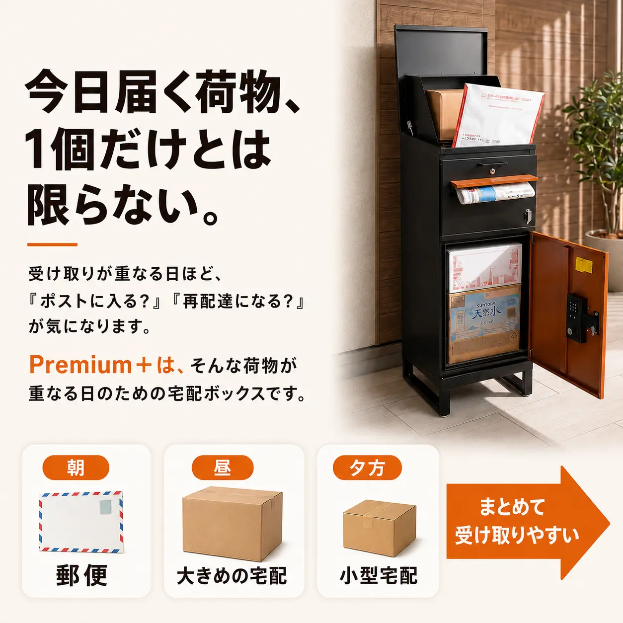 ルスネコボックス 宅配ボックス 戸建 大型 防水 防犯 ポスト一体型