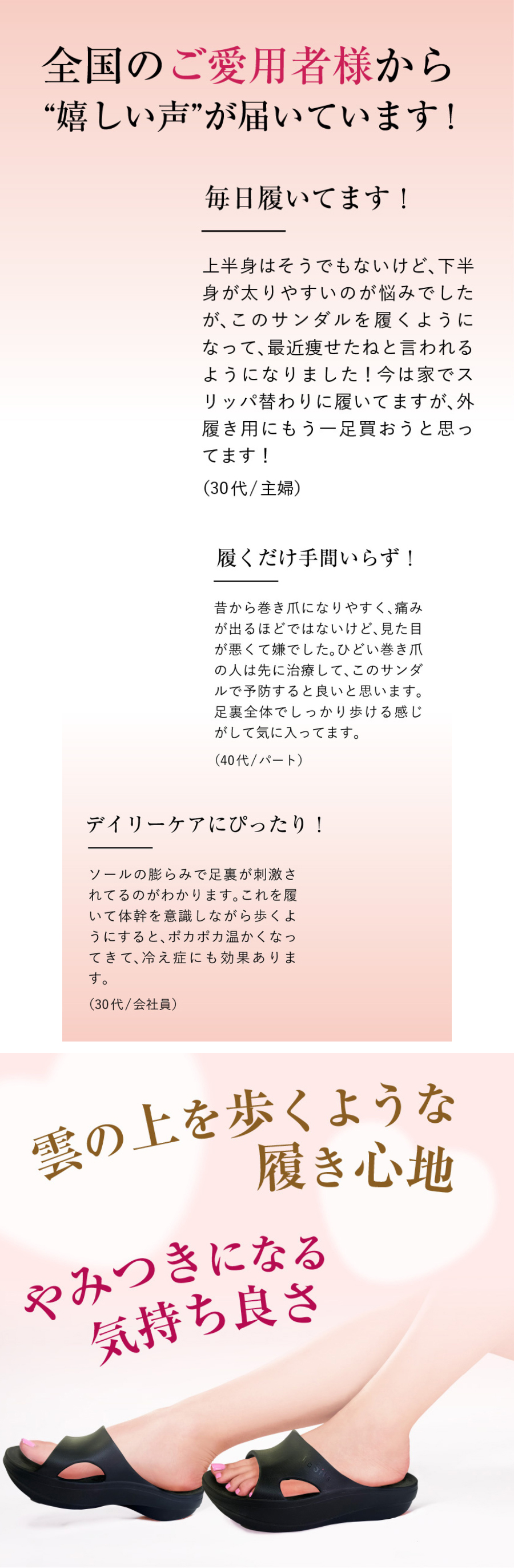 ハビッツ ビーメイクサンダル リカバリーサンダル ブラック 美脚 健康 