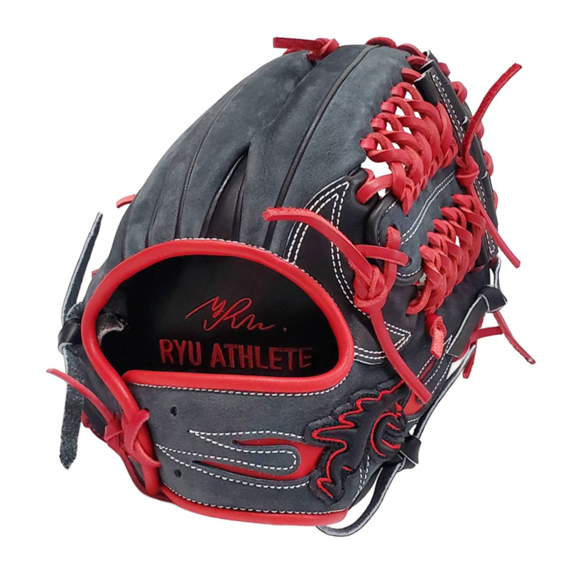 RYU 硬式用グラブ　9周年限定　ブラック×レッド　新品未使用 GLOVE STUDIO RYU リュウ 9周年記念硬式グラブ 限定 キップレザー