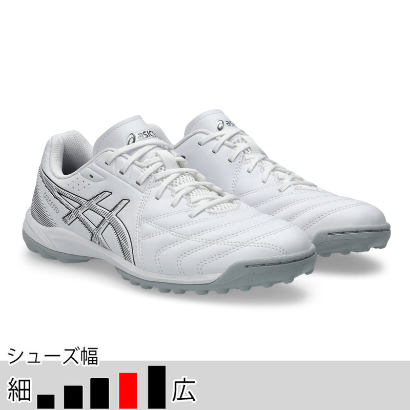 アシックス カルチェット WD 9 TF ホワイト ガンメタル ワイドモデル フットサル サッカー トレシュー asics2026Q1 1113A038-103の画像