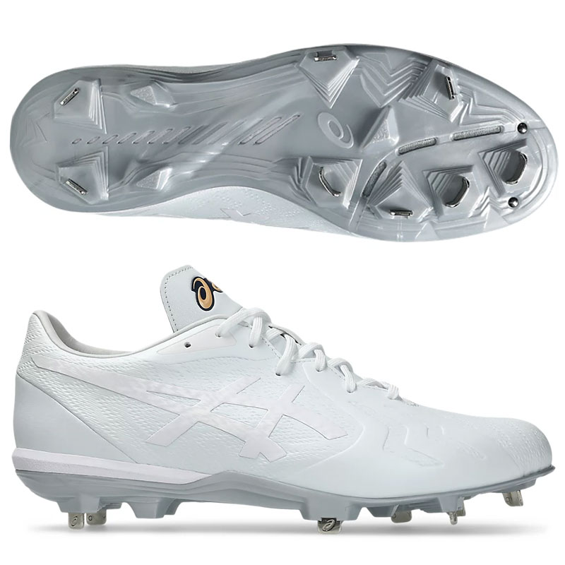 アシックス 野球スパイク 埋め込み金具スパイク GOLDSTAGE I-PRO FORCESPEED WIDE 白スパ 白スパイク 学生 一般 大人 1121A074-110 ASICS（アシックス） 野球スパイク 埋め込み金具スパイク GOLDSTAGE I