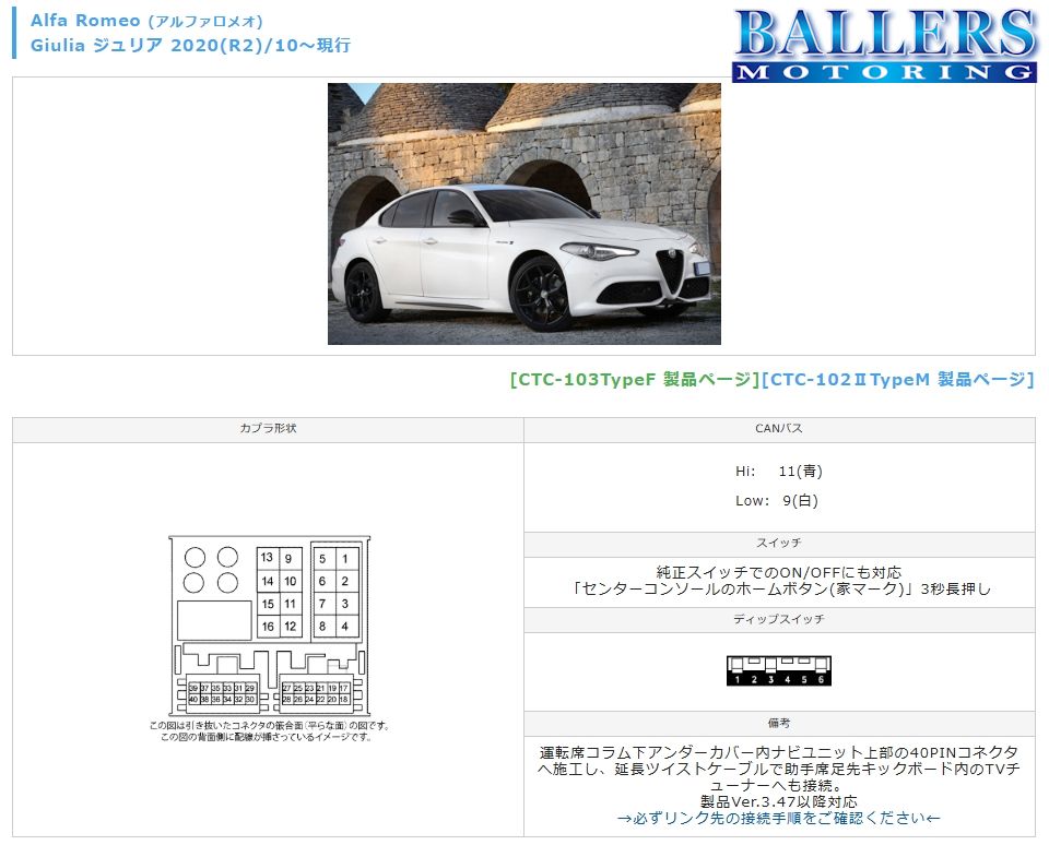 アルファロメオ（ALFA ROMEO） interplan TVキャンセラー ジュリア